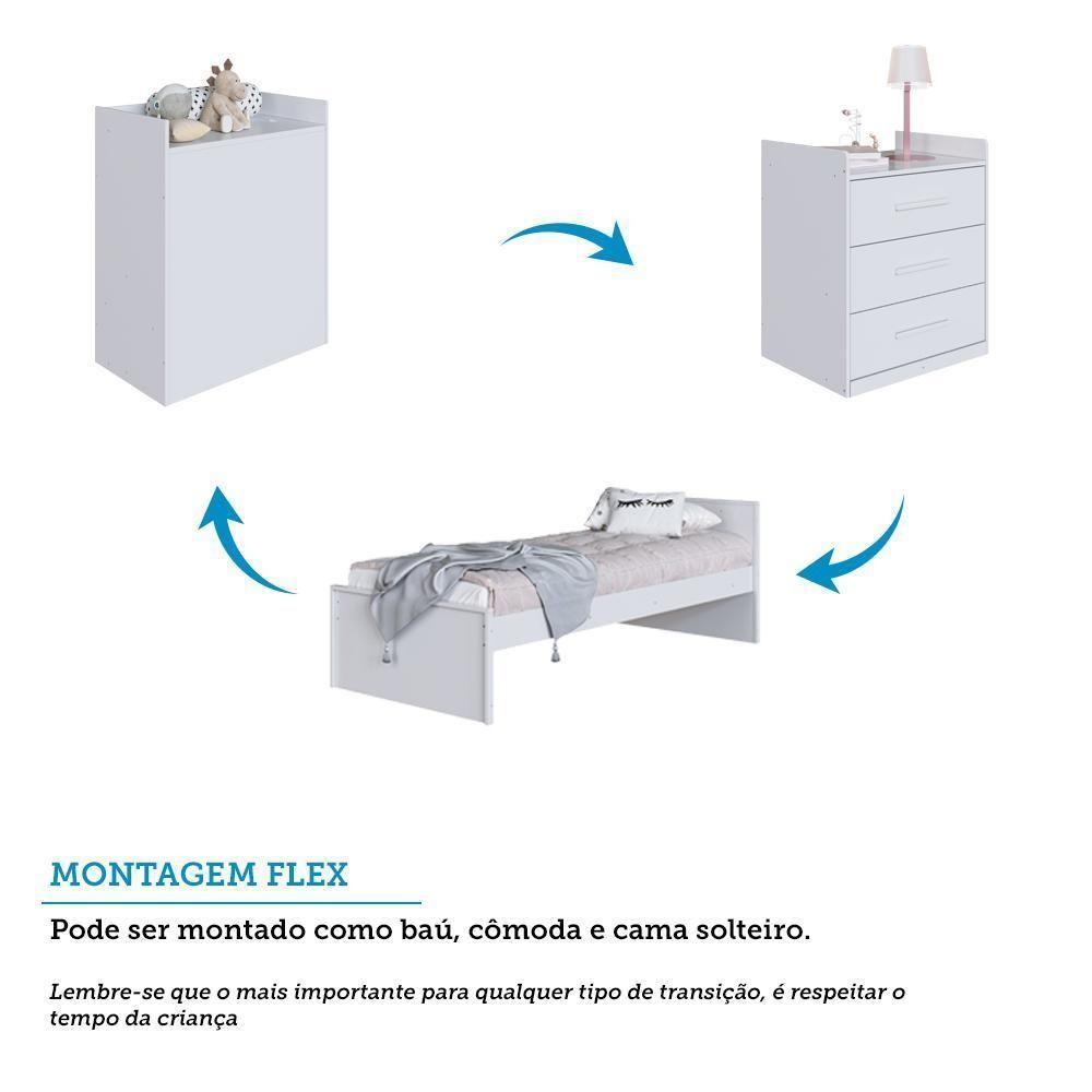 Berço Multifuncional Beni 4 Em 1 Branco Brilho Com 3 Gavetas E Colchão Supreme - Móveis Peroba - 4