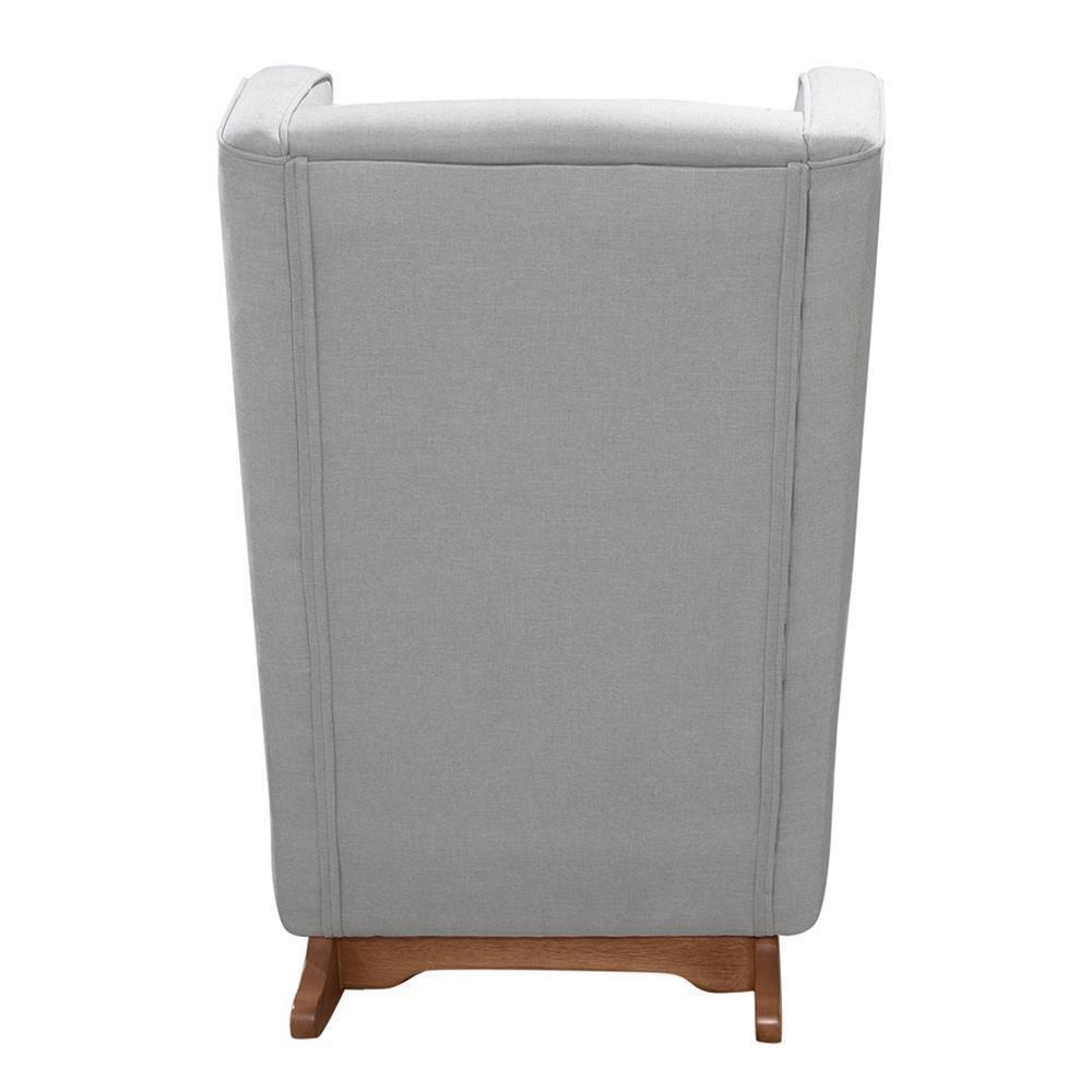 Poltrona De Amamentação Retrô Com Balanço Pés Canoa E Puff Linho Cinza - Fratello - 5