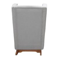 Poltrona De Amamentação Retrô Com Balanço Pés Canoa E Puff Linho Cinza - Fratello - 5