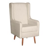 Poltrona De Amamentação Retrô Com Pés Palito E Puff Linho Bege - Fratello - 3