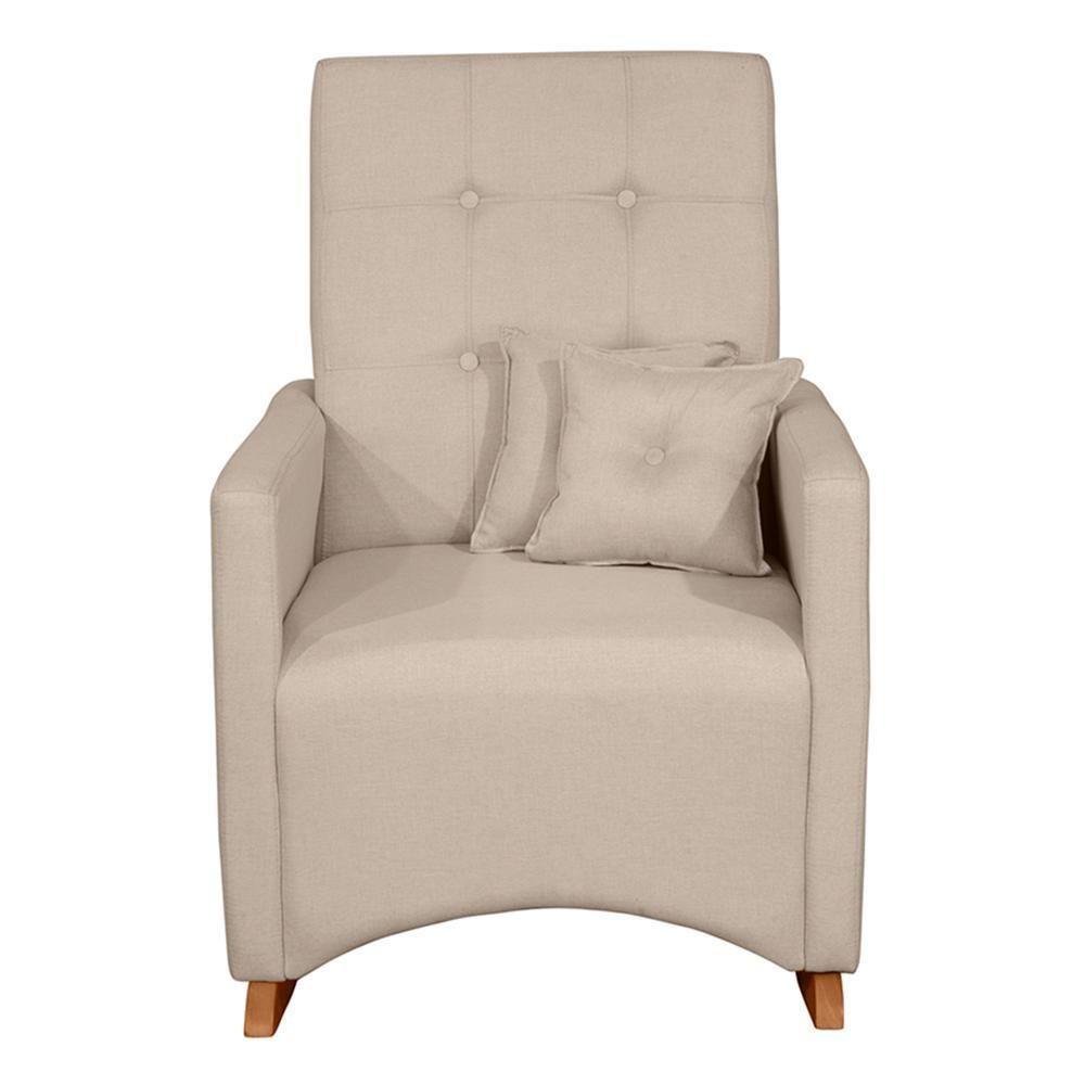 Poltrona De Amamentação Ana Com Balanço Pés Canoa E Puff Linho Bege - Fratello - 3