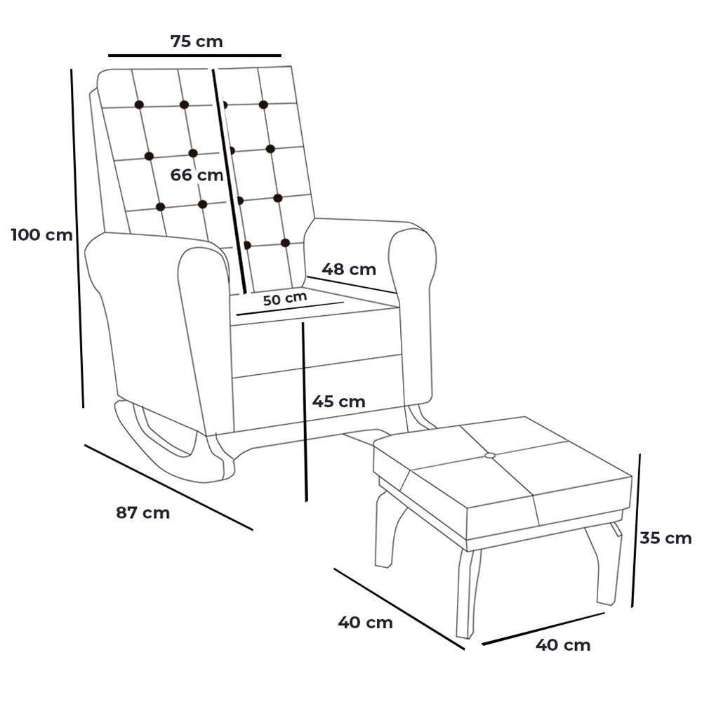 Poltrona De Amamentação Paris Com Balanço Pés Canoa E Puff Bouclê Off White - Fratello - 5