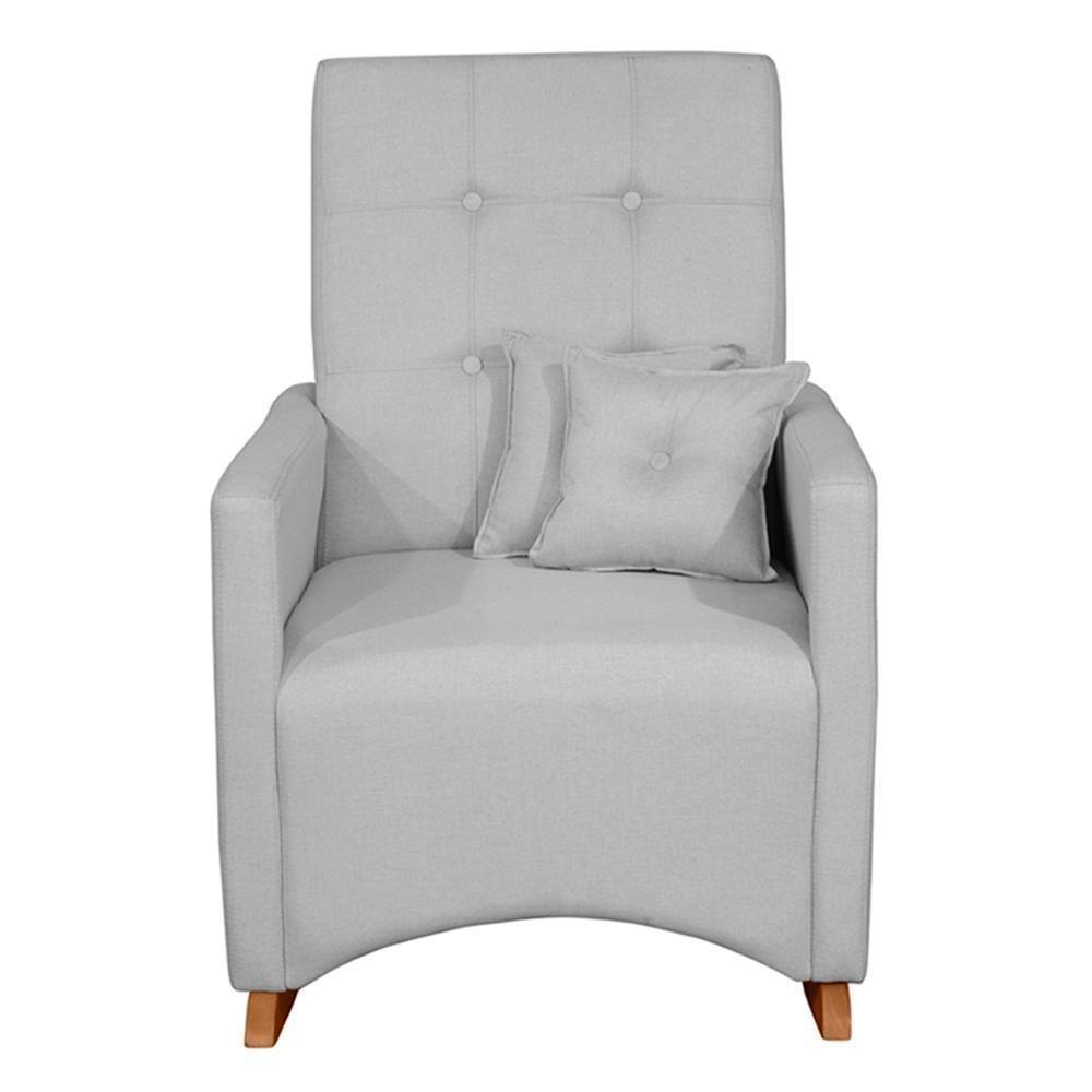 Poltrona De Amamentação Ana Com Balanço Pés Canoa E Puff Linho Cinza - Fratello Linho Cinza - 3