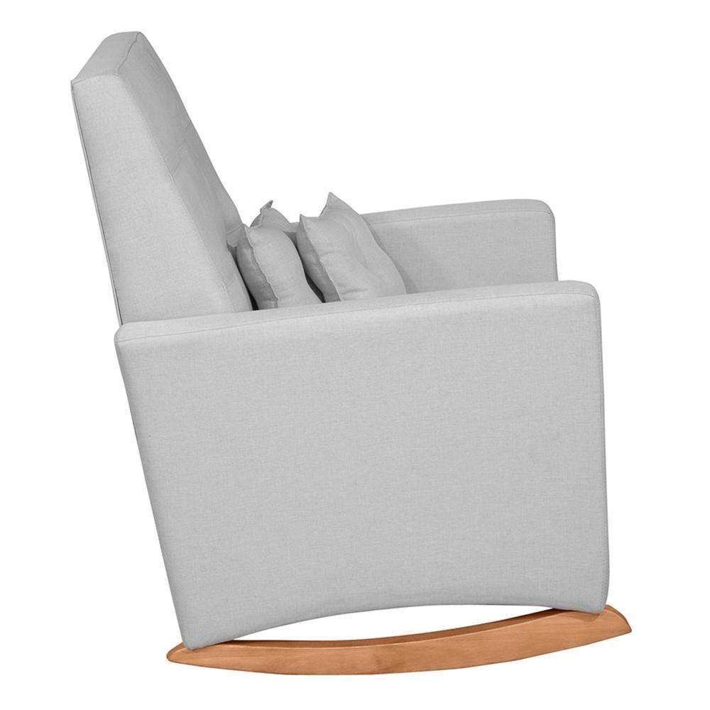Poltrona De Amamentação Ana Com Balanço Pés Canoa E Puff Linho Cinza - Fratello Linho Cinza - 4