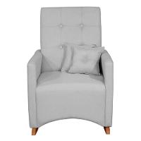 Poltrona De Amamentação Ana Com Balanço Pés Canoa E Puff Linho Cinza - Fratello Linho Cinza - 3