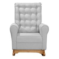 Poltrona De Amamentação Paris Com Balanço Pés Canoa E Puff Linho Cinza - Fratello - 3