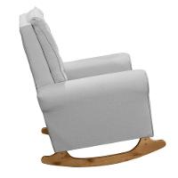 Poltrona De Amamentação Paris Com Balanço Pés Canoa E Puff Linho Cinza - Fratello