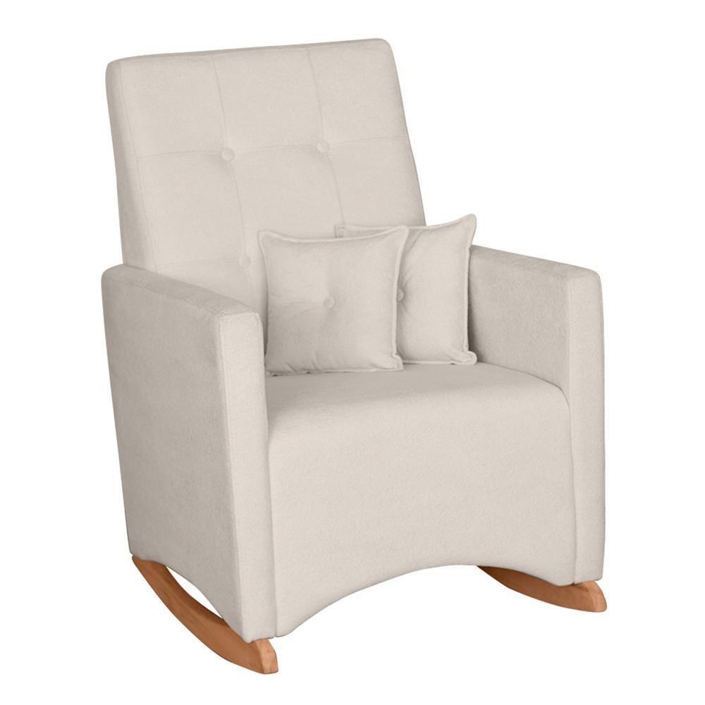 Poltrona De Amamentação Ana Com Balanço Pés Canoa E Puff Bouclê Off White - Fratello - 3