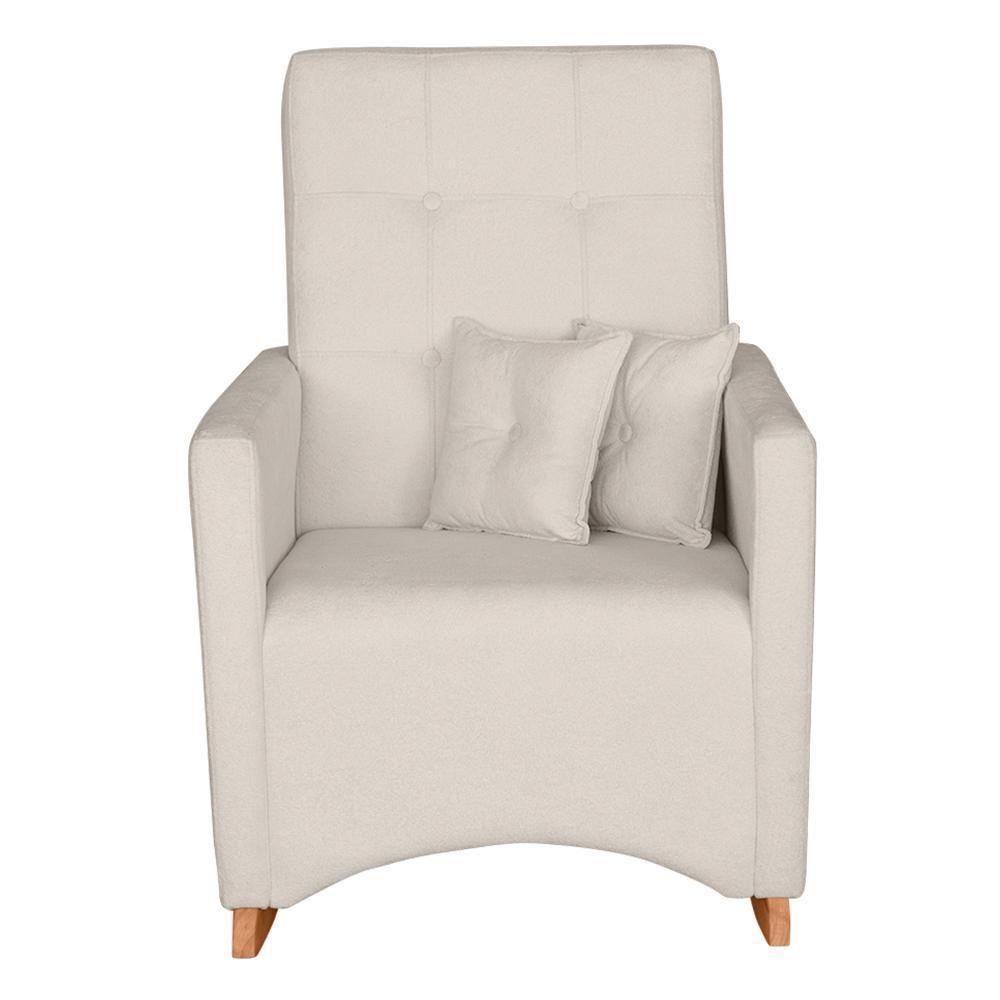 Poltrona De Amamentação Ana Com Balanço Pés Canoa E Puff Bouclê Off White - Fratello - 4