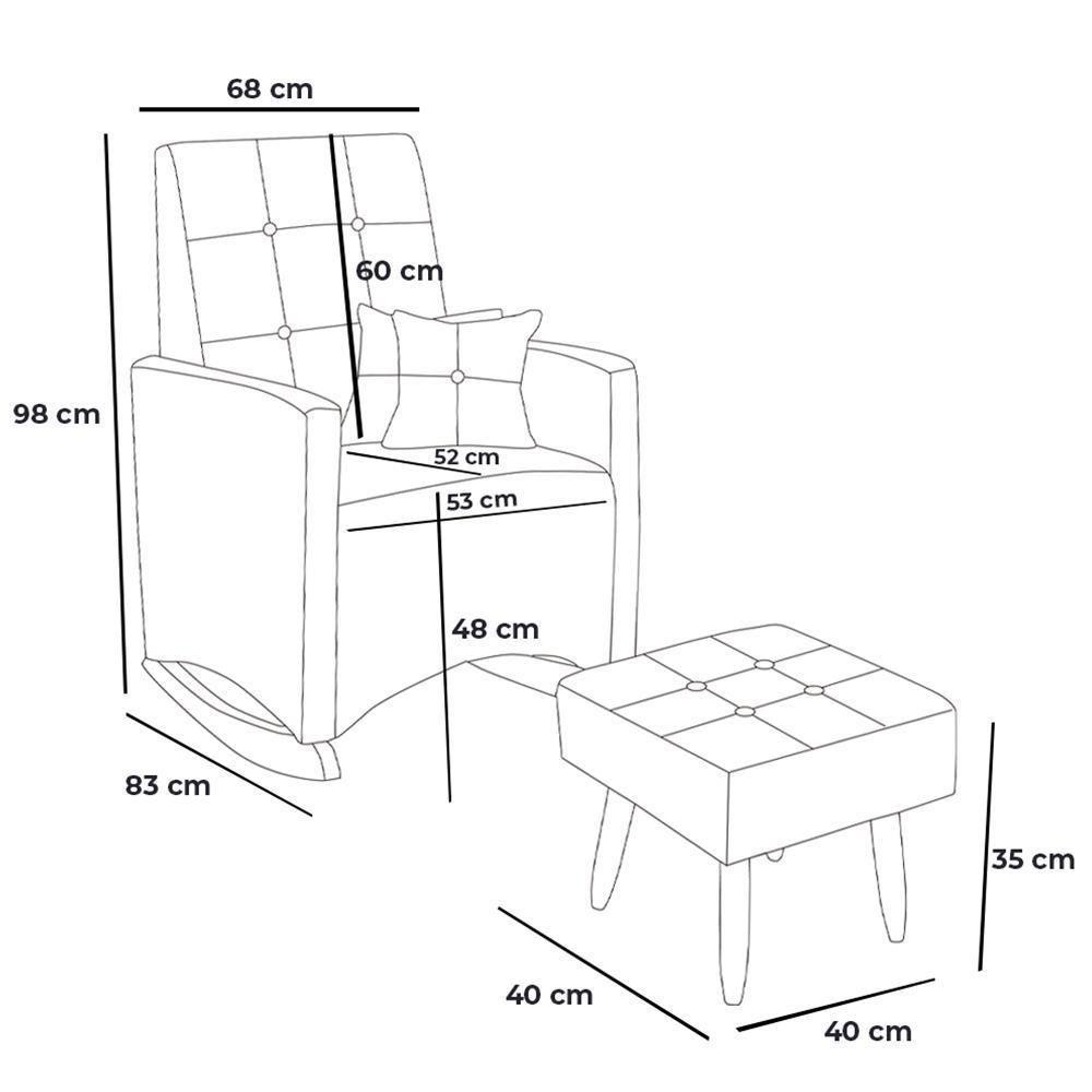 Poltrona De Amamentação Ana Com Balanço Pés Canoa E Puff Bouclê Off White - Fratello - 7