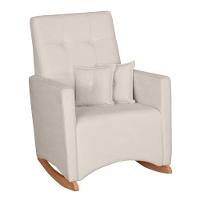 Poltrona De Amamentação Ana Com Balanço Pés Canoa E Puff Bouclê Off White - Fratello - 3