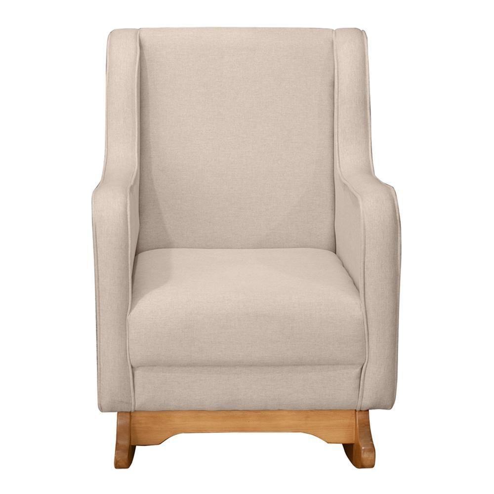 Poltrona De Amamentação áquila Com Balanço Pés Canoa E Puff Linho Bege - Fratello - 3