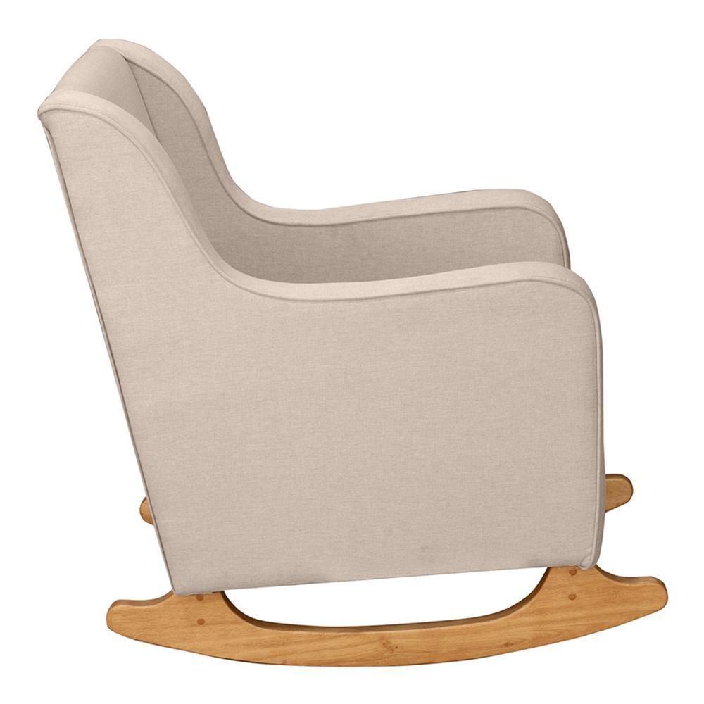 Poltrona De Amamentação áquila Com Balanço Pés Canoa E Puff Linho Bege - Fratello - 4