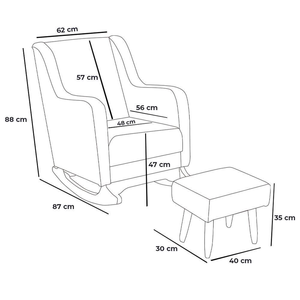 Poltrona De Amamentação áquila Com Balanço Pés Canoa E Puff Linho Bege - Fratello - 6