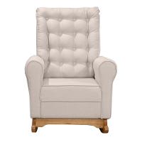 Poltrona De Amamentação Paris Com Balanço Pés Canoa E Puff Linho Bege - Fratello - 3