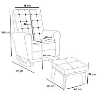 Poltrona De Amamentação Paris Com Balanço Pés Canoa E Puff Linho Bege - Fratello - 6
