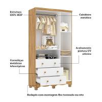 Dormitório Infantil Júnior 3 Portas, Cômoda E Berço Uli Branco Brilho/amêndoa Com Colchão Supreme - Móveis Peroba - 3