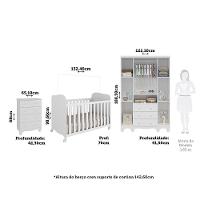 Dormitório Infantil Júnior Guarda Roupa 4 Portas, Cômoda E Berço Uli Branco Brilho - Móveis Peroba - 6