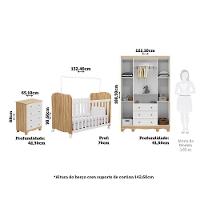 Dormitório Infantil Júnior 4 Portas, Cômoda E Berço Uli Branco Brilho/amêndoa Com Colchão Supreme - Móveis Peroba - 5