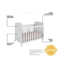 Dormitório Infantil Júnior Guarda Roupa 3 Portas, Cômoda E Berço Uli Branco Brilho - Móveis Peroba - 5