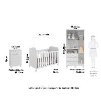 Dormitório Infantil Júnior Guarda Roupa 3 Portas, Cômoda E Berço Uli Branco Brilho - Móveis Peroba - 6