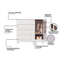 Dormitório Infantil Elô Janelas Guarda Roupa, Cômoda E Berço Branco Brilho - Móveis Peroba - 3