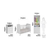 Dormitório Infantil Smim Guarda Roupa, Cômoda E Berço Branco Brilho Com Colchão Supreme - Móveis Peroba - 6