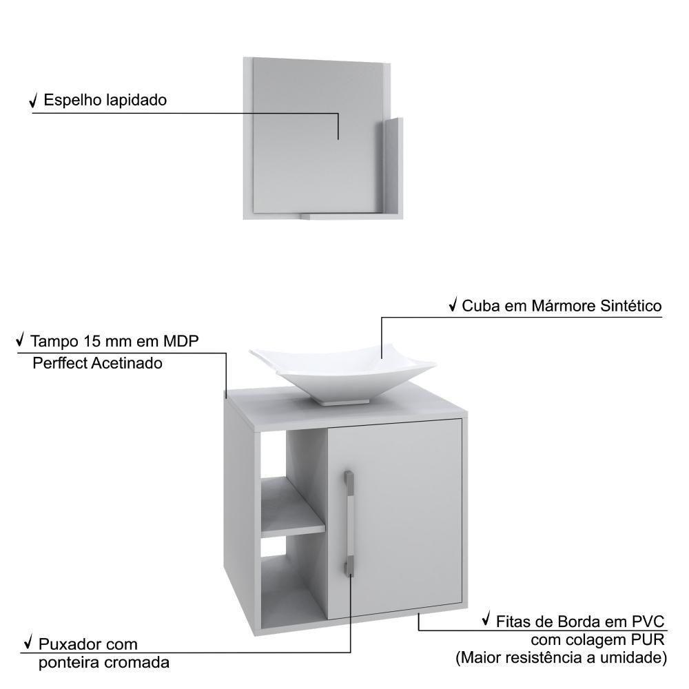 Conjunto Balcão C-cuba L38 E Espelheira Soft 500 - Branco Chess C-branco Chess Branco Chess C-branco Chess - 4