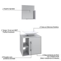 Conjunto Balcão C-cuba L38 E Espelheira Soft 500 - Branco Chess C-branco Chess Branco Chess C-branco Chess