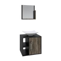 Conjunto Balcão C-cuba L38 E Espelheira Soft 500 Preto ônix C-carvalho Preto ônix C-carvalho Dark - 2