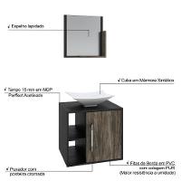 Conjunto Balcão C-cuba L38 E Espelheira Soft 500 Preto ônix C-carvalho Preto ônix C-carvalho Dark