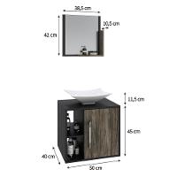 Conjunto Balcão C-cuba L38 E Espelheira Soft 500 Preto ônix C-carvalho Preto ônix C-carvalho Dark - 5