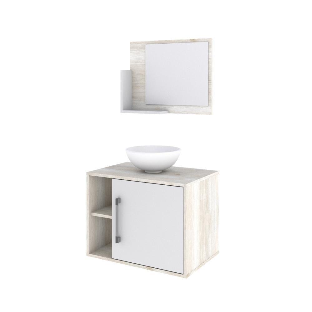 Conjunto Balcão C-cuba R30 E Espelheira Soft 600 Snow Snow C-branco Chess - 2