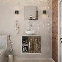 Conjunto Balcão C-cuba R30 E Espelheira Soft 500 Branco Chess C-carvalho Branco Chess C-carvalho Dark - 1