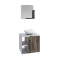 Conjunto Balcão C-cuba R30 E Espelheira Soft 500 Branco Chess C-carvalho Branco Chess C-carvalho Dark - 2