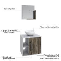 Conjunto Balcão C-cuba R30 E Espelheira Soft 500 Branco Chess C-carvalho Branco Chess C-carvalho Dark