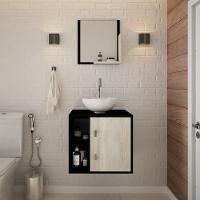 Conjunto Balcão C-cuba R30 E Espelheira Soft 500 Preto ônix C-nogal Preto Onix C-snow - 1