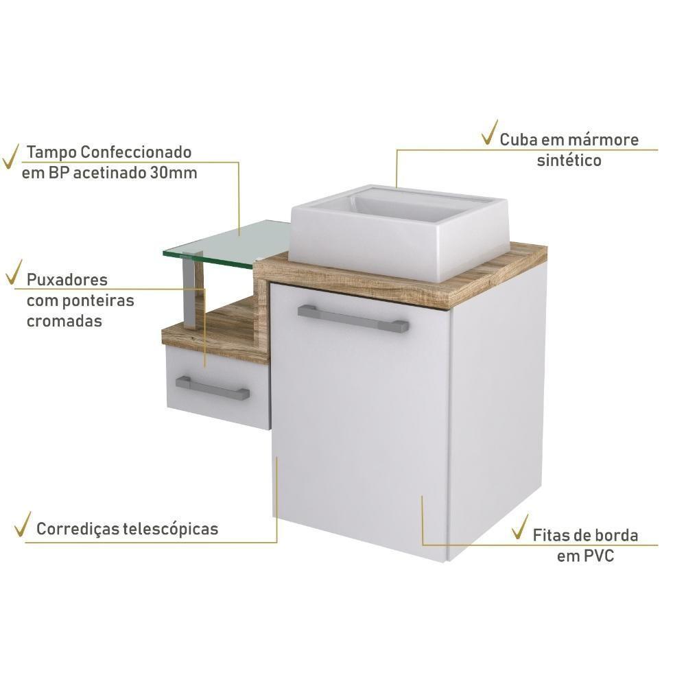 Conjunto Balcão C-cuba Q32 Legno 630 Branco Chess C-branco Chess Branco Chess C-carvalho - 4