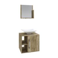 Conjunto Balcão C-cuba L38 E Espelheira Soft 500 Preto Onix C-snow Carvalho - 2