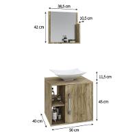 Conjunto Balcão C-cuba L38 E Espelheira Soft 500 Preto Onix C-snow Carvalho