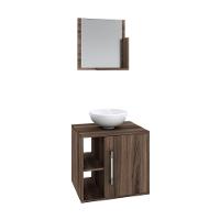 Conjunto Balcão C-cuba R30 E Espelheira Soft 500 Carvalho Dark C-preto ônix Nogal - 2