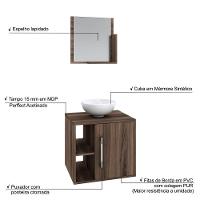 Conjunto Balcão C-cuba R30 E Espelheira Soft 500 Carvalho Dark C-preto ônix Nogal