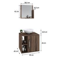 Conjunto Balcão C-cuba R30 E Espelheira Soft 500 Carvalho Dark C-preto ônix Nogal - 5