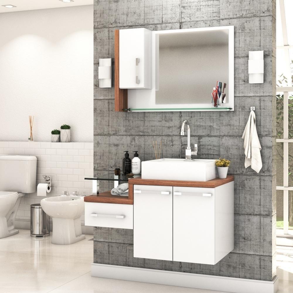 Conjunto Balcão C-cuba Q39 E Espelheira Legno 830 Branco Chess C-carvalho Dark Branco Chess C-nogal - 1