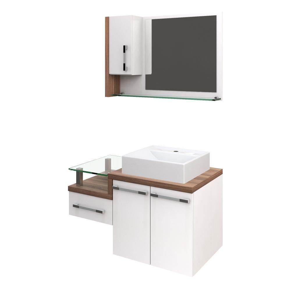 Conjunto Balcão C-cuba Q39 E Espelheira Legno 830 Branco Chess C-carvalho Dark Branco Chess C-nogal - 2