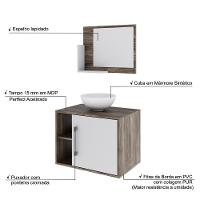 Conjunto Balcão C-cuba R30 E Espelheira Soft 600 Carvalho Dark C-branco Chess - 3