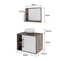 Conjunto Balcão C-cuba R30 E Espelheira Soft 600 Carvalho Dark C-branco Chess - 5