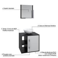 Conjunto Balcão C-cuba R30 E Espelheira Soft 500 Preto ônix Preto ônix C-branco Chess - 3