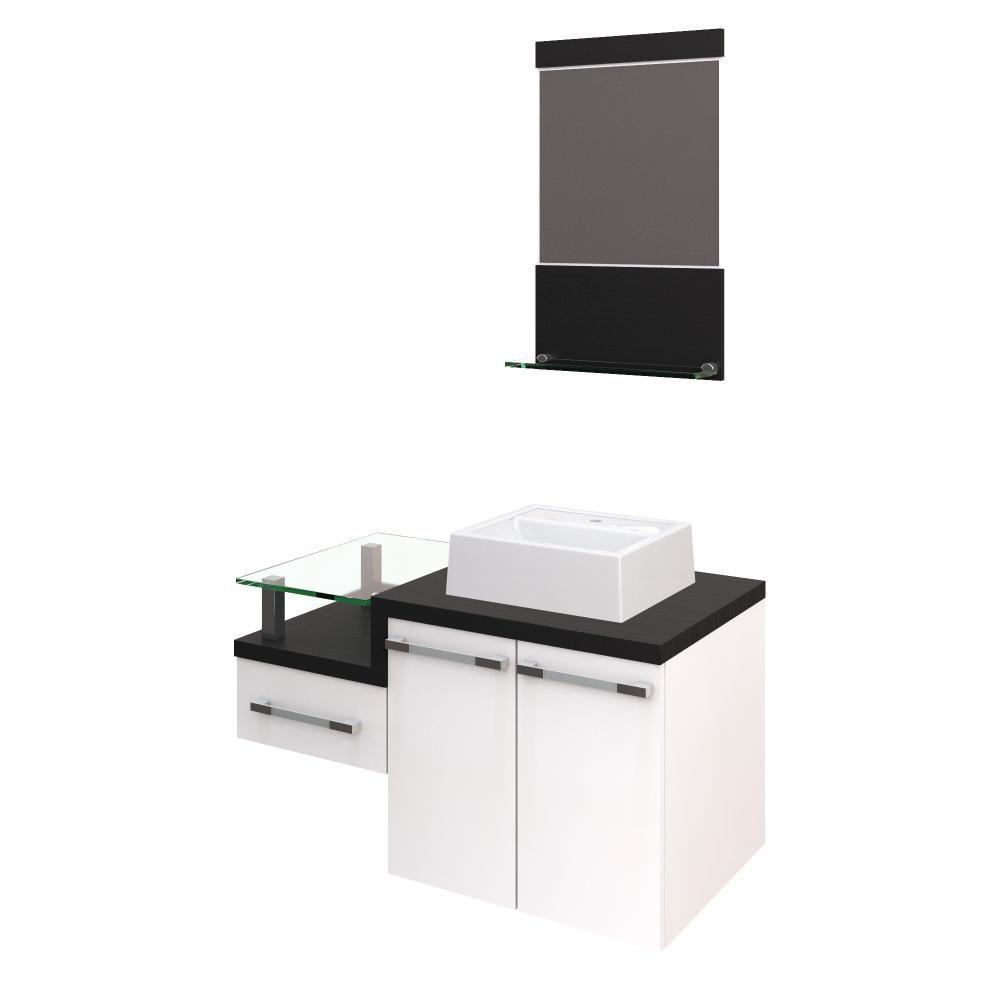 Conjunto Balcão C-cuba Q32 E Espelheira Legno 831 Branco Chess C-nogal Branco Chess C-preto ônix - 2