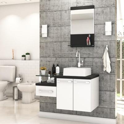 Conjunto Balcão C-cuba Q32 E Espelheira Legno 831 Branco Chess C-nogal Branco Chess C-preto ônix